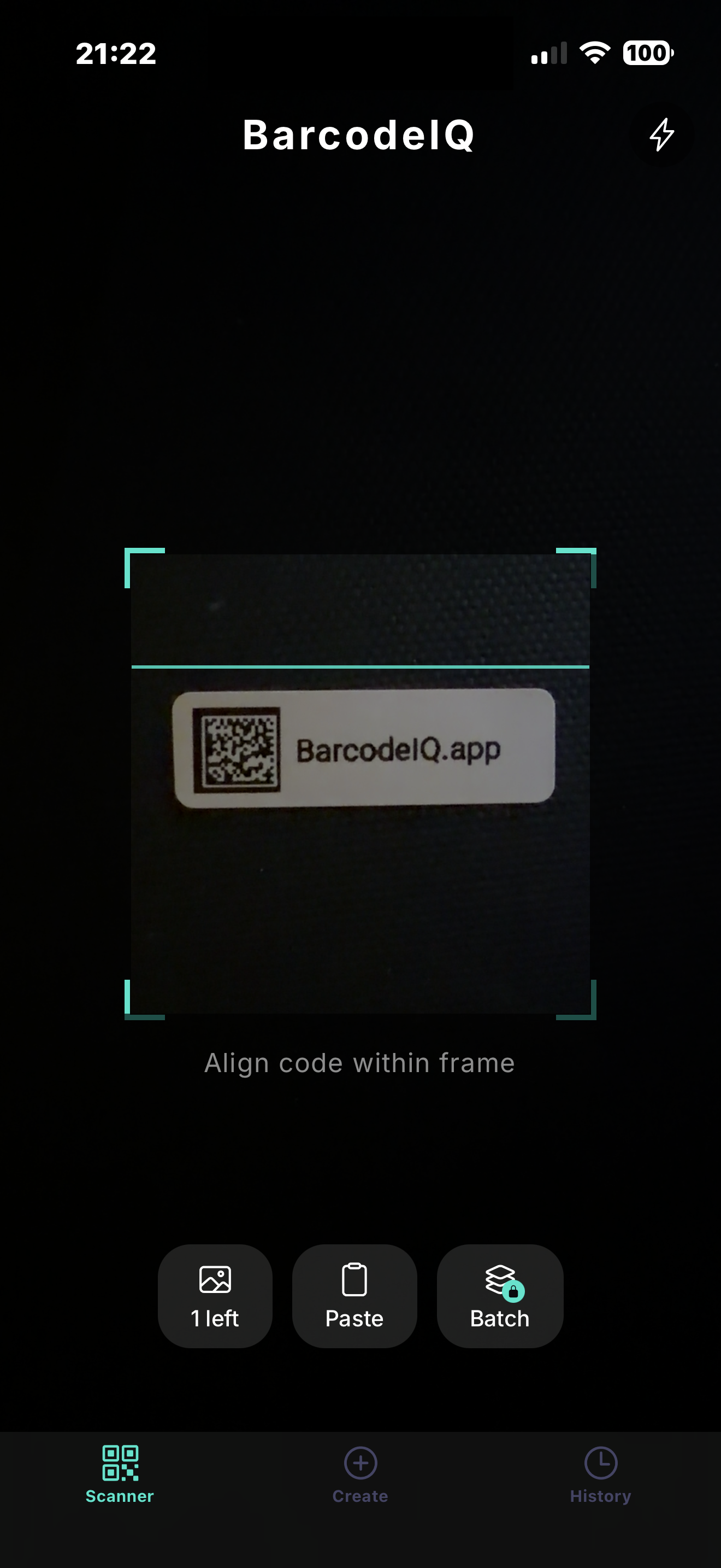 BarcodeIQ live scanner