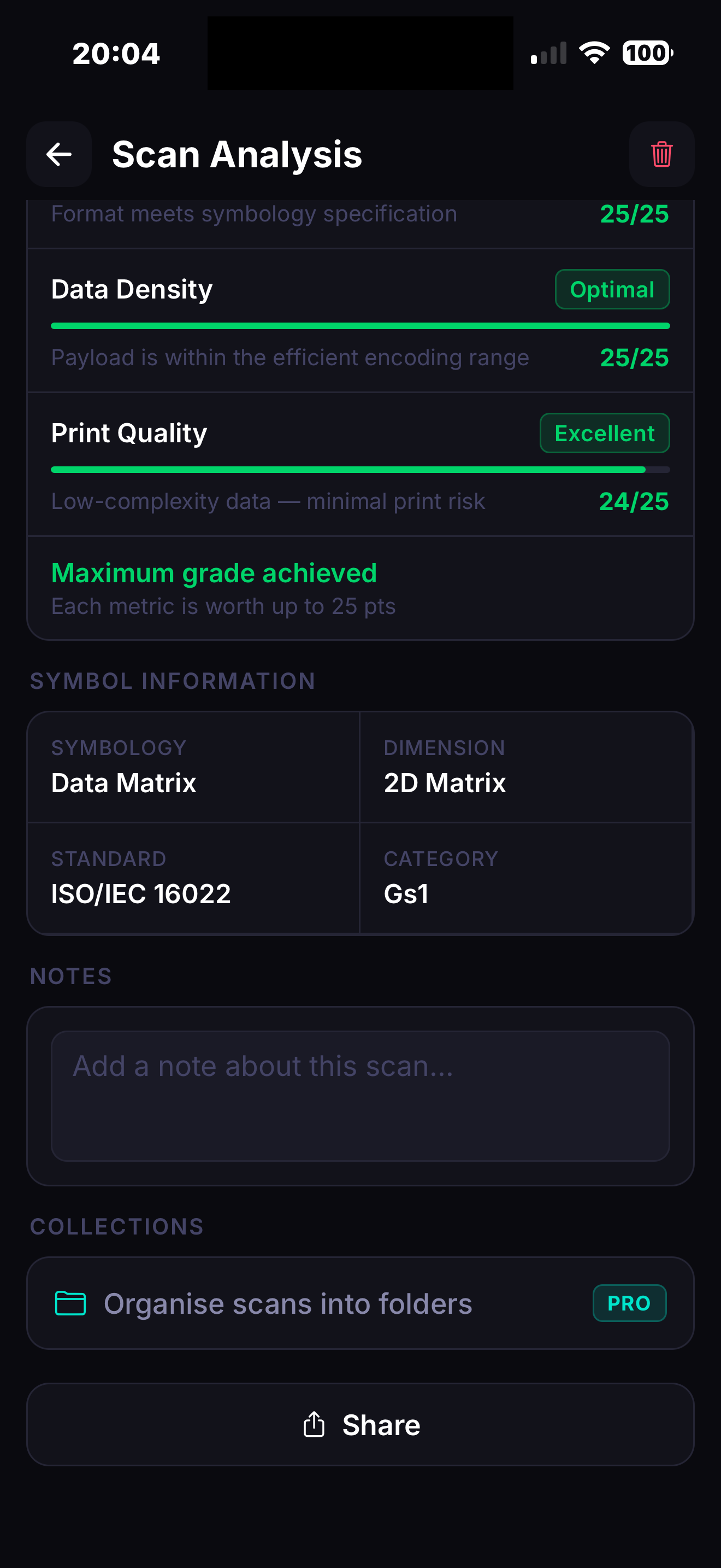 ISO grade report